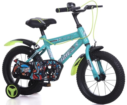 Kizie Kids Cycle for 2 to 5 Years Children| Bicycle with Training Wheels | Adjustable Seat & Handlebar | First Bike for Boys & Girls | Safe & Sturdy Cycle for Kid