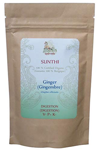 SUNTHI -Gingembre- (Zingiber officinale) BIO en poudre (100 g) - Plante Ayurvédique Traditionnelle pour la Digestion Cover