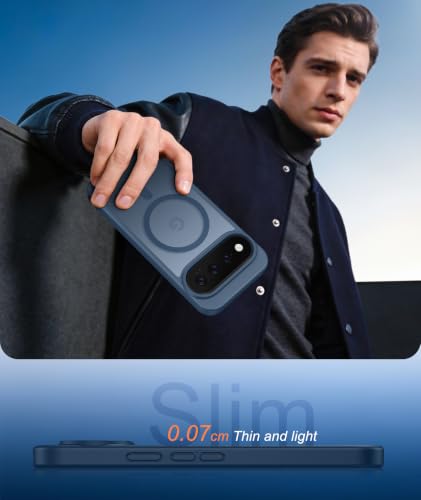Image of FNTCASE for 11 /11 Pro Case: Compatible with MagSafe Blue | With Screen Protector, Translucent Magnetic Back, Military Grade Drop Protection, Matte Shockproof Phone Cover, Blue