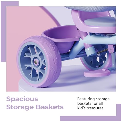 Lifelong Kids Harness Parental Control Tricycle with EVA Wheels, Bell & Storage Basket|Baby Trike|Age Group 1 Years to 4 Years Carrying Capacity Upto 25 kgs, Blue/Lavender - Image 2 thumbnail