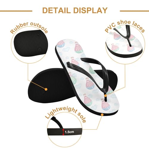 Burbuja Hot Air Balloons Flip Flops for Women Men, Soft Thong Sandals Rubber Slippers for Pool Beach Essentials3