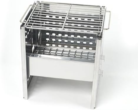HAWOK Stainless Steel Folding Outdoor Stove with Carrying Bag and Stainless Steel Grill, 8.7"L x 7.5"W x 9.5"H, Portable Wood Burning Grill image 5