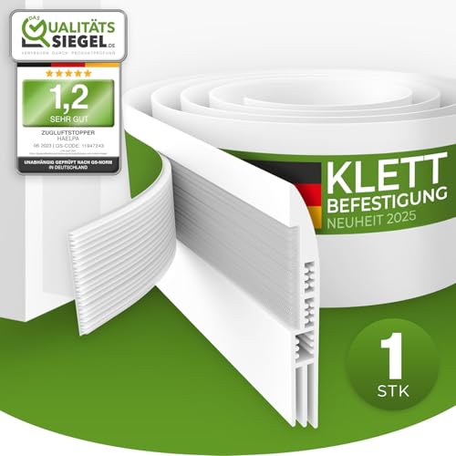 NUR KURZE ZEIT! Premium Zugluftstopper Tür 1 m - Wärmeschutz & Energiesparer in einem - selbstklebend, geräuschdämmend - Türdichtung Innenräume, weiß
