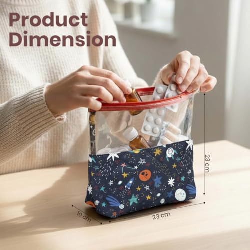 Image of Medicine kit Organizer | Multipurpose All-in-One Compact, Foldable, Durable, Lightweight, Waterproof, Bag | Travel Friendly Pouch | Ideal for Stationary, Diaper (Outer Space Print)