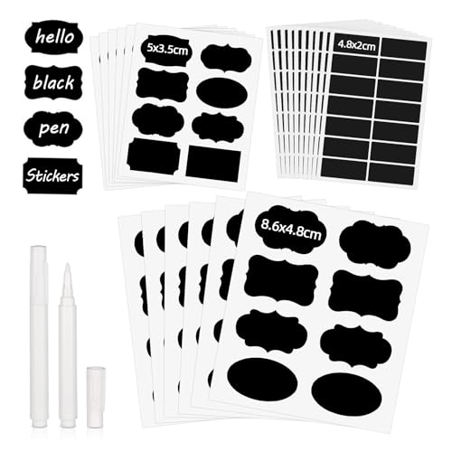 BAMTTOO Chalkboard Label Stickers Waterproof Blackboard Labels with 2 Erasable Chalk Marker for Jars Pantry Containers Glass Bottles Kitchen Food Spice Storage Bins Stickers (236pcs Labels+2pcs Pens)