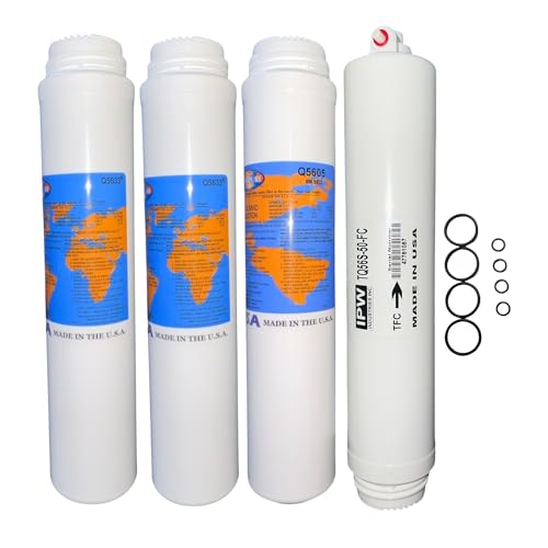 Omnipure Q5605, (2) Q5633, and Membrane Replacement Sediment Carbon Filter Cartridge Set w/ 50 GPD Membrane for Purotwist 4000 plus Small and Large Head O-Rings by IPW Industries Inc.