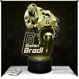 Lampephoto.fr - Lampe 3D GP Moto Stefan Bradl, pilote Moto, Idée Cadeau Fan Moto, Veilleuse Tactile Led Illusion, Effet Hologramme 3D, Idée Cadeau Noël Anniversaire Garçon et Fille