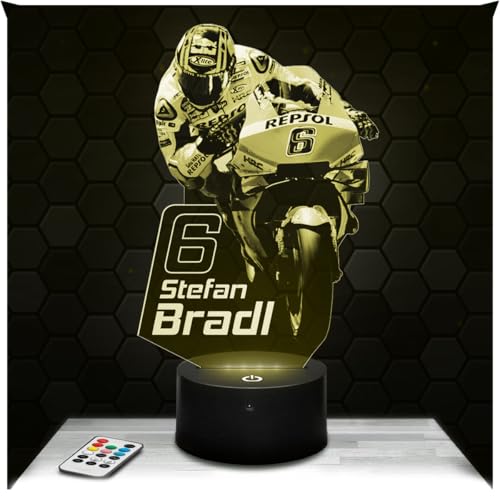 Lampephoto.fr - Lampephoto.fr - Lampe 3D GP Moto Stefan Bradl, pilote Moto, Idée Cadeau Fan Moto, Veilleuse Tactile Led Illusion, Effet Hologramme 3D, Idée Cadeau Noël Anniversaire Garçon et Fille