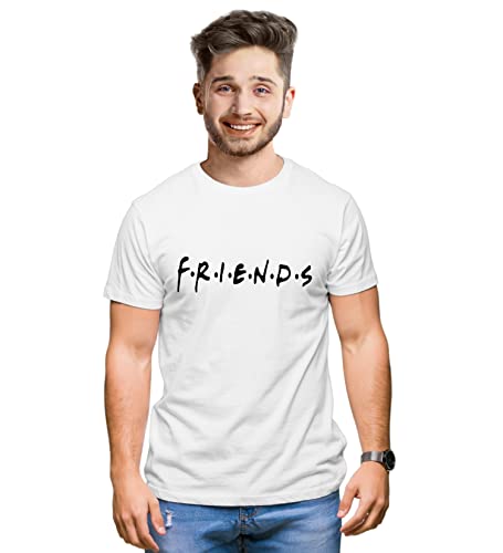 Image of Hangout Hub Friends Printed Round Neck Half Sleeves Tshirts-Set of 2-Men Cotton Regular Fit T Shirts-Family Matching Twinning Tshirts