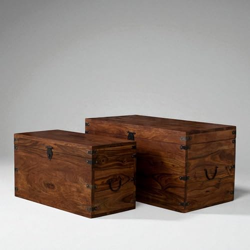 Image of The Attic Georgia Storage Box, Multipurpose Cabinet for Living Room & Bed room Storage, Solid Wood Classy storage, Honey Matte Finish