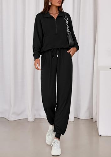 PRETTYGARDEN Women's Fall 2 Piece Lounge Sets Zip Up Sweatshirt Jogger Pants Sweat Track Suits Travel Outfit Winter Clothing