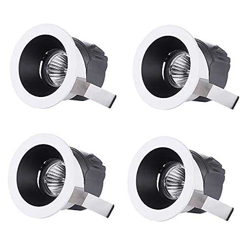 Foco LED empotrable (Paquete de 4), iluminación con ángulo de iluminación Ajustable, Luces empotradas Profundas, Luces de Bote de Larga duración, seleccionables 3000K/4000K/6000K