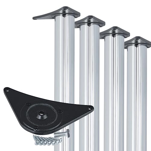 Gedotec Tischbeine Metall Chrom Poliert D 60 mm [EXTREM STABIL] 4 Stück I Höhenverstellbar 710 mm + 30 mm I Inkl. Befestigungsmaterial I Table Legs