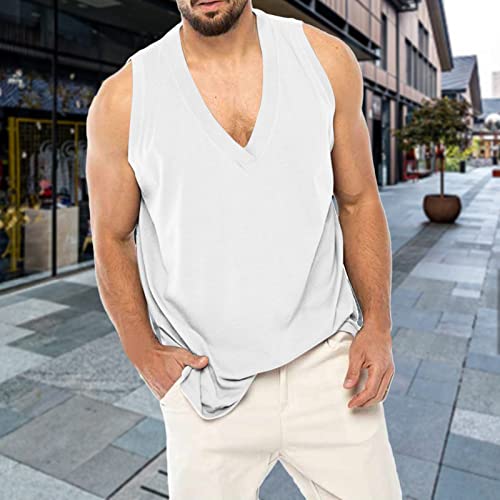 Kbndieu Men's Pullover Tank Tops Perspective Breathable Sleeveless Tshirts Wide Shoulder Muscle Vest Round Neck Shirts #TOP4