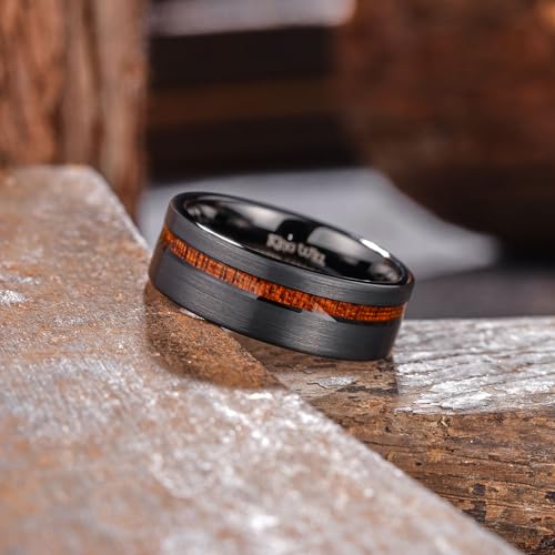 King Will Nature Tungsten Carbide Wedding Band 7mm Silver/Black Tungsten Ring with Wood Inlay Comfort Fit3