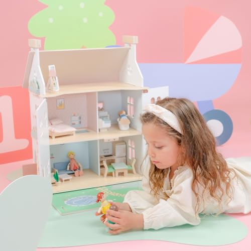 Woet® Grande Maison de poupées en Bois, 20 Meubles et Jardin – vue 4