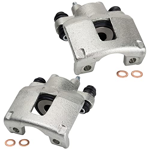Image of TRQ Rear Driver and Passenger Side Brake Caliper Set Caliper Brackets Hardware Compatible with 94-98 Jeep Grand Cherokee