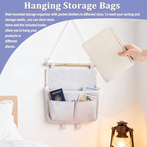 CATELL 3 Stück Hängeorganizer Hängende Aufbewahrungstasche 3 Fächer Tür Organizer Leinen Hohe Kapazität Hängeaufbewahrung Beige Organizer Hängend mit 3 Haken hängeorganizer tür für Büro Zuhause Bad
