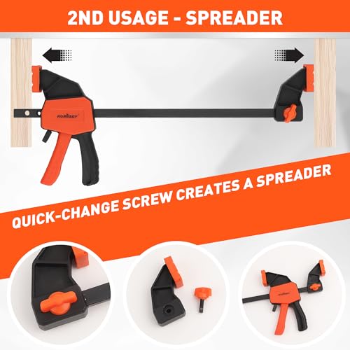 Image of HORUSDY 6 inch Mini Bar Clamps for Woodworking - 2 Pack Quick Clamps F Clamp with 75 LBS Load Limit