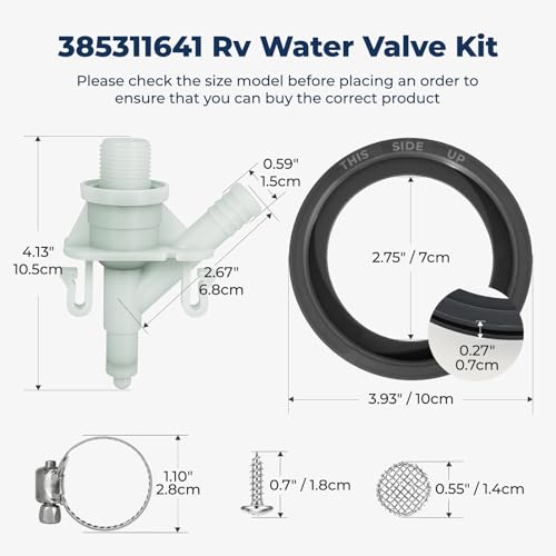 Image of 2-Pack 385311641 RV Toilet Water Valve & 385311658 Flush Ball Seal Replacement Kit Leak-Proof for Sealand Dometic 300 /301 /310 /311 /320 /321 Series RV, Marine, Pedal Flush Toilets