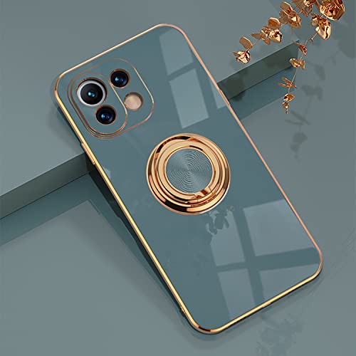 XINYEXIN Funda para Xiaomi Mi 11 Lite 4G / 5G / 5G NE con Anillo Soporte Girar 360 Grados, Moda Suave TPU Silicona Case Cover, Antigolpes Carcasa para Xiaomi11 Lite 5G NE - Gris
