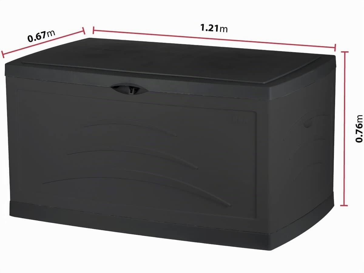 EDA - Malle de Jardin SERENA 500 L - Cadenassable avec Roulettes - Anti-étouffement - Anti-UV - Gris anthracite - 121 x 76 x 67 cm