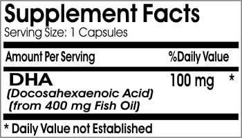 DHA Fish Oil 100mg (Emulsified Dry) ~ 100 Capsules - No Additives ~ Naturetition Supplements