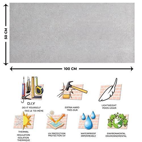 Dundee Deco 3D Wall Panels Concrete Effect - Cladding, Silver Grey Cement Look Wall Paneling, Styrofoam Facing For Interior And Exterior Applications, Diy, Sample, Size 10 X 10 In. #TOP5