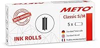 METO Farbrollen für METO Classic S & M / ProLine S & M, Profi Handauszeichner 9506060 (für 26 x 12 mm & 26x16 mm Etiketten) 5 Stück, schwarz