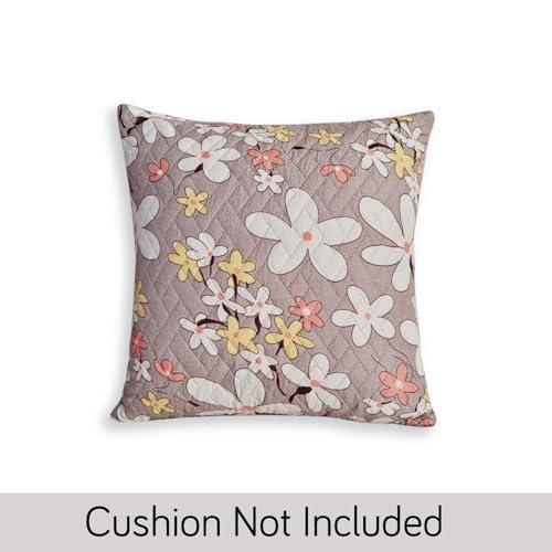 Image of HOKIPO Printed Cushion Cover 16x16 in, Pastel Brown Sandwort Flower
