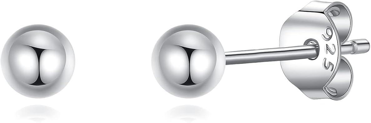 925 Sterling Silver Ball Stud Earrings