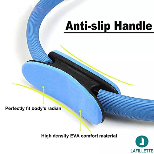 Image of LAFILLETTE Pilates Ring 15 inch Fitness Circle - Lightweight & Dual Foam Padded Handles | Yoga Ring for Toning Arms, Thighs /Legs & Core, Thigh Workout, Thigh Toner, Inner Thigh Exercise Equipment (Blue)