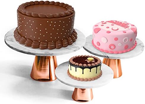 Eightynine Design 3 Tier White Marble Cake Stand Set, Cake Stands in 3 Pieces for Dessert Table, Cake Display for Any Event or Celebration, Bases para postres de mesa