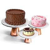 Eightynine Design 3 Tier White Marble Cake Stand Set, Cake Stands in 3 Pieces for Dessert Table, Cak