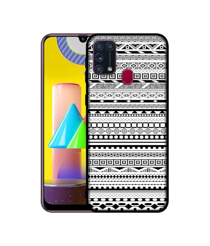 Image of Black & White Patterns Design Premium 2D Printed Metal Back Case Cover for Samsung Galaxy M31 Prime / M31 / F41