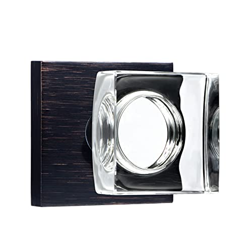 coolnews Square Crystal Door Knobs Interior, Modern Passage Door Knobs for Hall Closet, Oil Rubbed Bronze Door Knobs