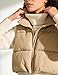 Shiyifa Women's Fashion High Neck Zipper Cropped Puffer Vest Jacket Coat (Beige, Small)