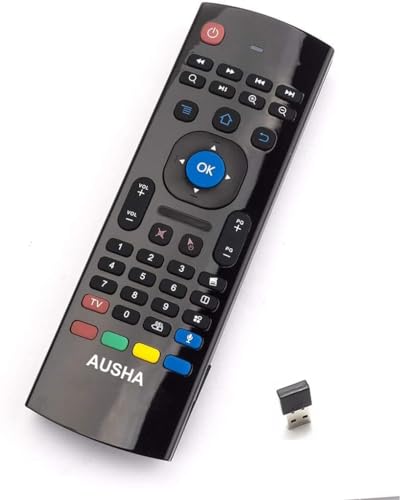Image of AUSHA Voice Air Mouse Remote Controller with Keyboard - 2.4 Ghz Wireless Connection, Intelligent Learning (IR), Voice Control Air Fly Smart Remote for PC, Smart TV, Android TV Box