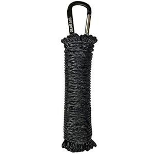 GEAR AID 325 Paracord and Carabiner, Utility Cord for Camping and Hiking, Black, 50 ft