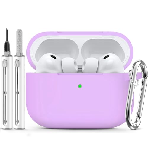 Image of Ljusmicker for AirPods Pro 3 Case 2025 with Cleaner Kit,Soft Silicone Protective Cover for Apple AirPods Pro 3rd Generation Cases for Women Men,for AirPod Pro 3 Cover with Keychain-Light Lilac