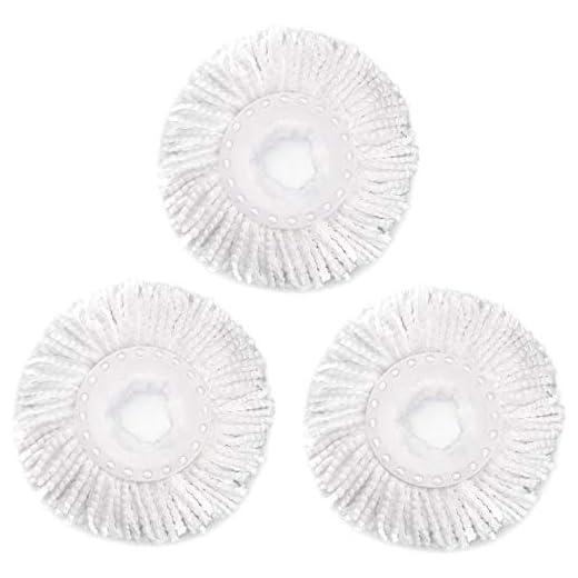3 Pack Spin Mop Replacement Head for Hurrica, Mopnad, Cassabel and Other 360 Spin Mop Systems, Microfiber Spin Mop Refills (3pc-White)