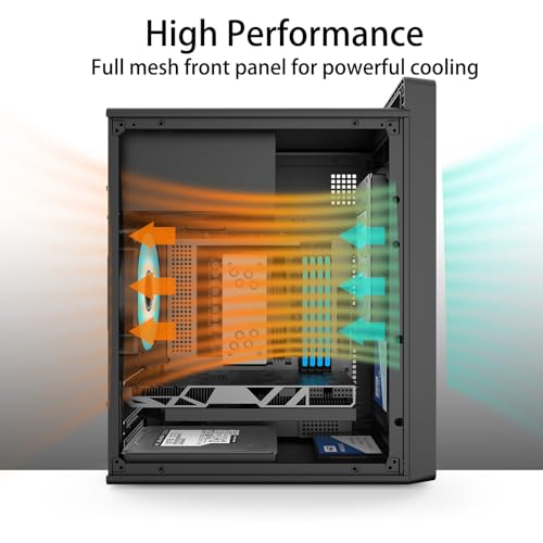 Micro-ATX PC Case with Handle | 0.7mm Steel Portable PC Case Fits max 260mm GPU & ATX PSU | Pre-Installed 120mm *1 Rear Fan | mini Tower Desktop Chassis for MATX/ITX, Black-M5 by MAQUY - Used condition - Image 4