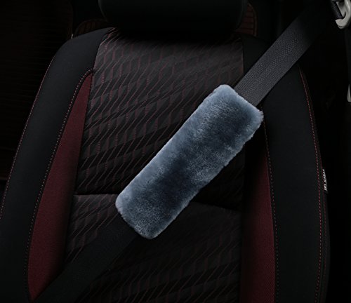 Andalus Authentic Sheepskin Car Seat Belt Cover, Buckle Cushion Protector - Seat Belt Covers For Adults - Women And Men, Kids, Babies And Your Infant Or Baby - 2 Pack, Soft Shoulder Pads (Blue Gray) #TOP1