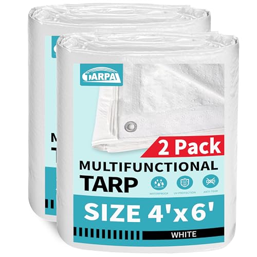 TARPAL 4x6 Feet White Tarp Waterproof(2pack) Small tarps Multipurpose by TARPAL - Used condition - US$12.75
