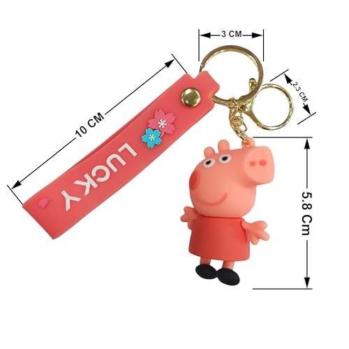 Image of Cute Cartoon Character Silicone 3D Key Chain with Strap Charm & Metal Hook, Merchandise Key Rings Gift for Kids Girls Boys Men & Women
