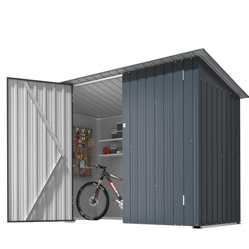 YODOLLA 7×3ft Metal Bike Shed Outdoor Storage for Bicycles Garden Tool