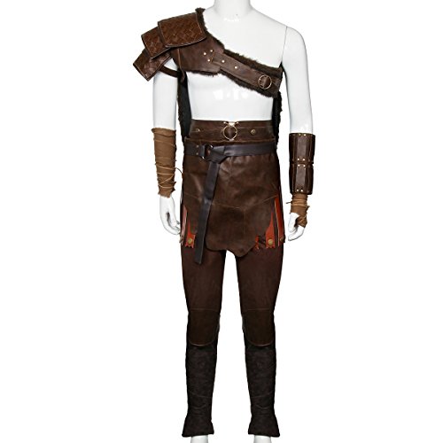 Partyever Kratos Cosplay Costume Armor Costume Battle Outfit Halloween Mens Party Cosplay Suits (XXX-Large) Brown