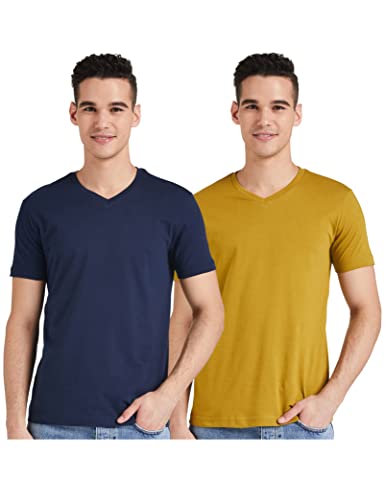 Image of Amazon Brand - Symbol Men's Cotton Solid V-Neck Regular Fit T-Shirt (Pack of 2)