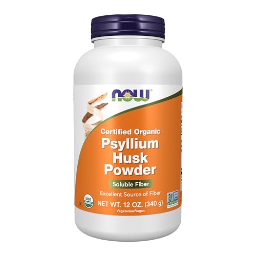 NOW Foods Supplements, Psyllium Husk Powder, Certified Organic, Non-GMO Project Verified, Soluble Fiber, 12-Ounce