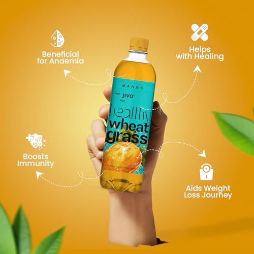 Image of JIVO Healthy Wheatgrass Juice with Mango Flavor - Body Detox & Immunity Booster, Natural Ingredients, 500ml (Pack of 1)